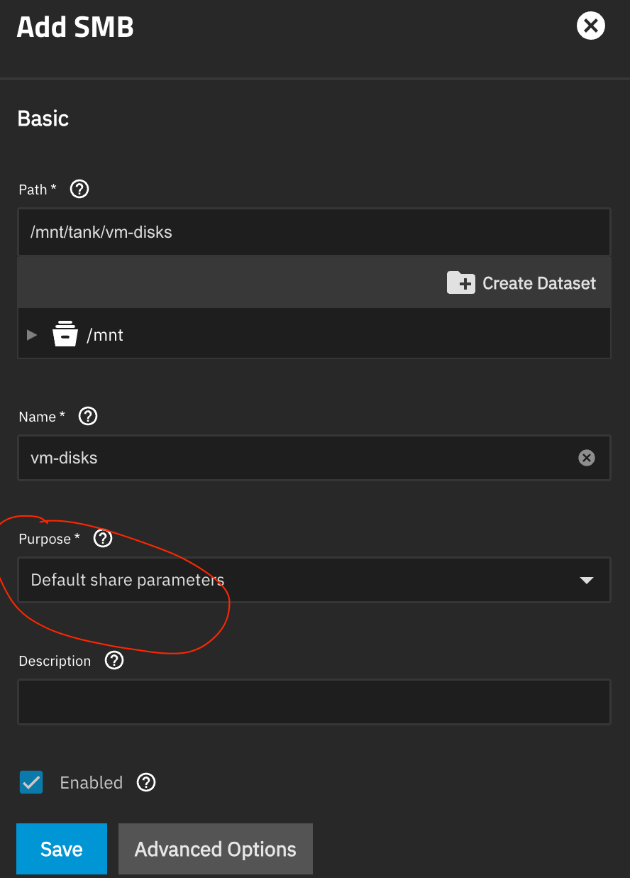 default share parameters