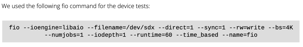 磁盘直写性能测试命令 - 截取自Proxmox-VE_ZFS-Benchmark-202011.pdf