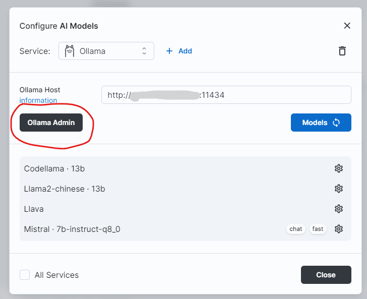 big-agi ollama admin button